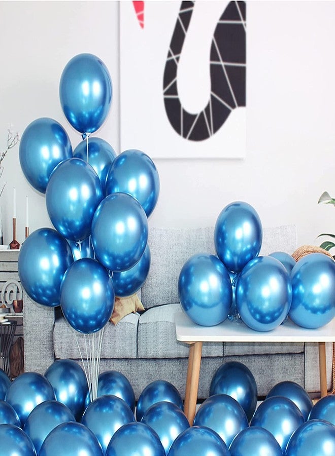 Flyloons 25 pcs Blue Chrome Balloons for Birthday decoration celebration Anniversary baby shower Girls Boys Men Women - Image 2
